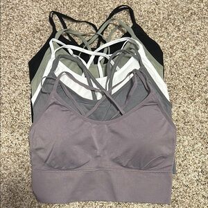 Set of 5 Long Line Padded Sports Bras